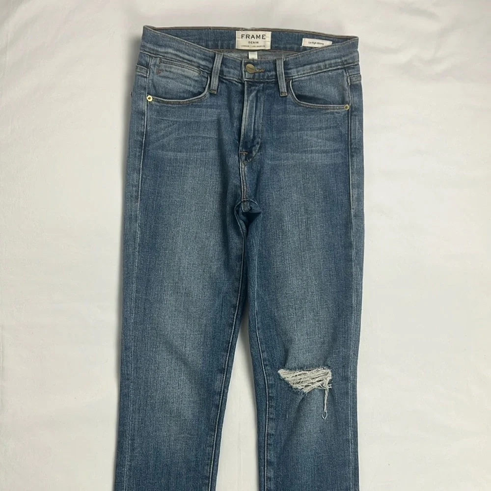 Frame Denim Women’s 25 Le High Skinny Distressed Stretchy Jean - Picture 12 of 15
